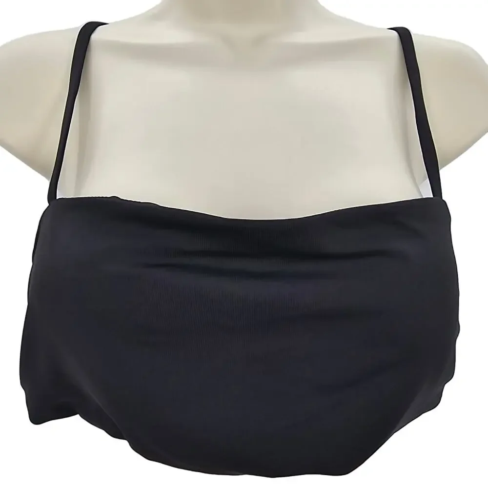 Andie Swim Womans size L The Newport Bikini Top in Black Bandeaux Style NEW